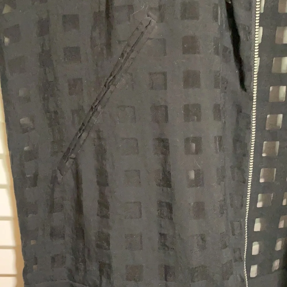 RARE! NWOT Zara Sheer Checkered Bomber Jacket / Cardigan - sz S, Black